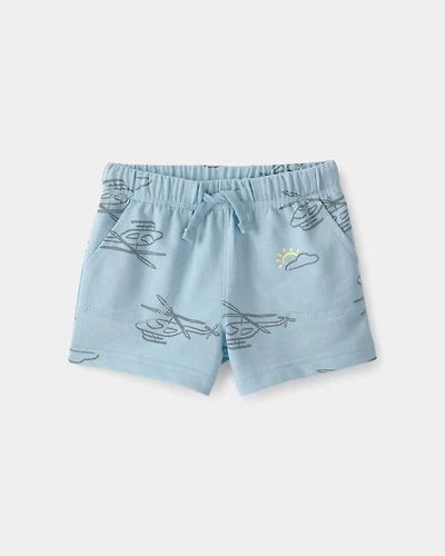 Baby Boy Helicopter French Terry Shorts - Blue