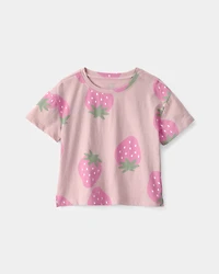 Toddler Girl Strawberry Top - Pink