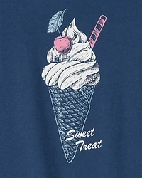 Girls Ice Cream Graphic Tee - Blue