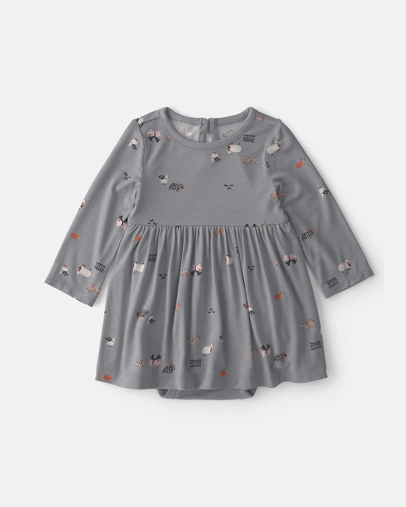 Baby Girl Halloween PurelySoft™ Long-Sleeve Bodysuit Dress - Grey