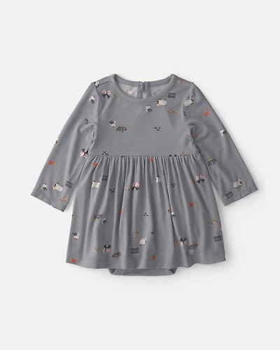 Baby Girl Halloween PurelySoft™ Long-Sleeve Bodysuit Dress - Grey
