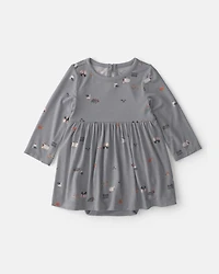 Baby Girl Halloween PurelySoft™ Long-Sleeve Bodysuit Dress - Grey