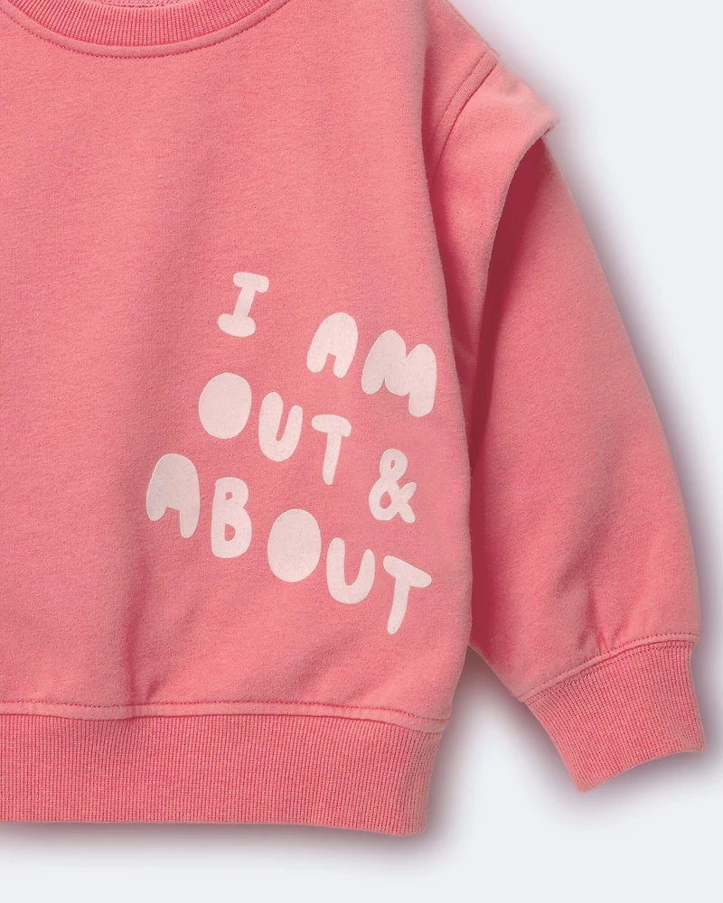 Toddler Girl 'Out & About' Double Layer Pullover Sweatshirt - Pink
