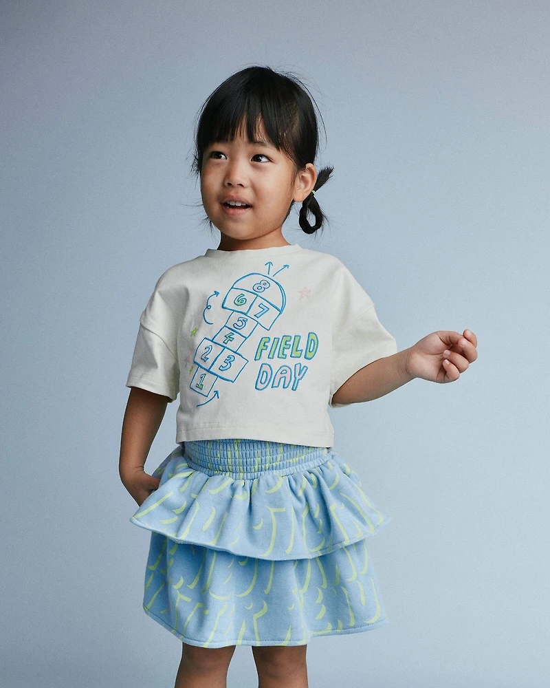 Toddler Girl 'Field Day' Breezy Top Hopscotch Print - Cream