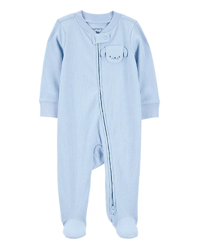 Baby Dog Pocket 2-Way Zip Ribbed Sleeper pyjamas