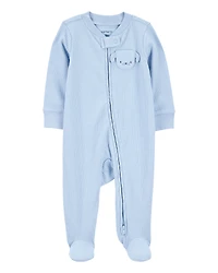 Baby Dog Pocket 2-Way Zip Ribbed Sleeper pyjamas