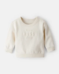 Baby Girl Hugs Fleece Pullover Sweatshirt - Cream
