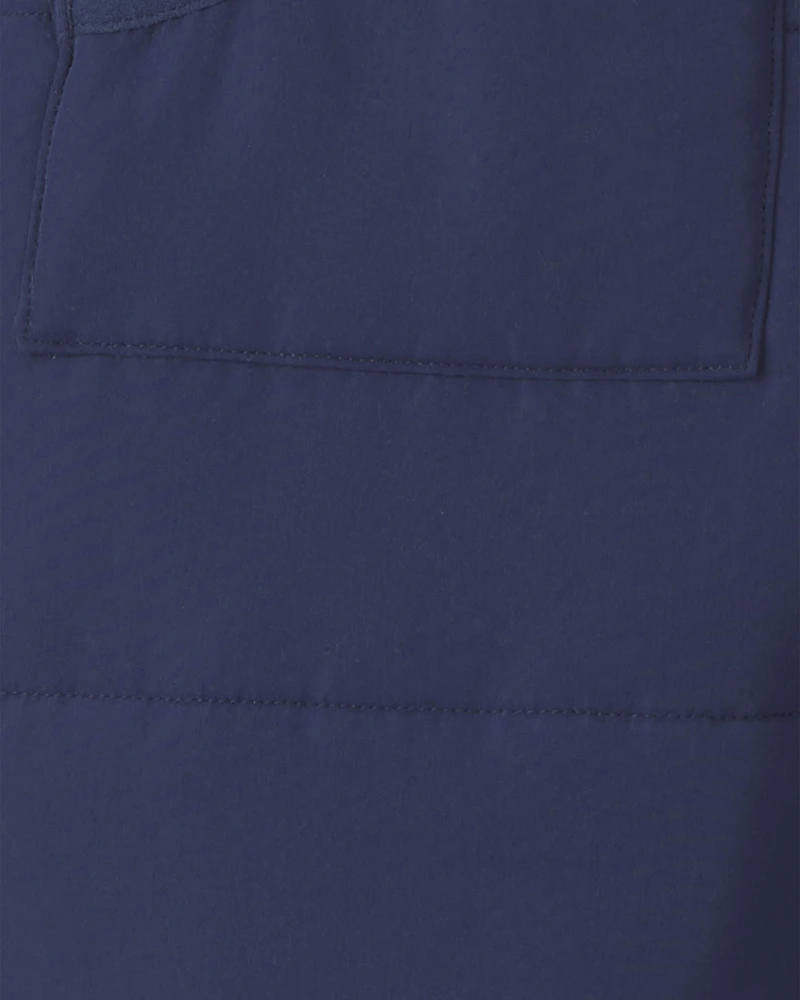 Baby Boy Solid Quilted Pramsuit- Navy