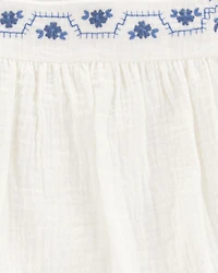 Toddler Solid Flutter-Sleeve Dress - White
