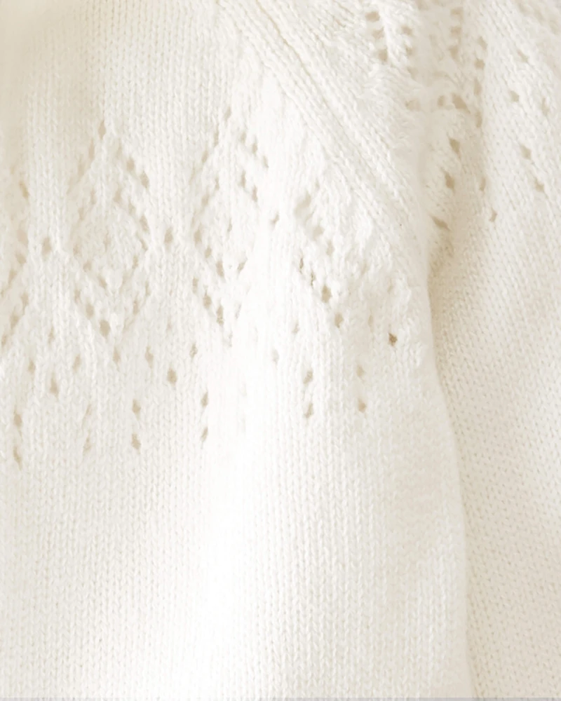 Baby Organic Cotton Sweater Knit Pointelle Jumpsuit