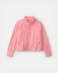 Girls Solid Active Zip-Up Jacket - Pink