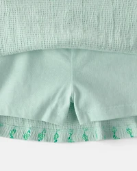 Toddler Girl 2-Piece Vine Top & Skort Set - Green