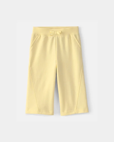 Baby Girl French Terry Wide-Leg Active Pants - Yellow