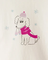 Baby Girl Dog Long-Sleeve Graphic Bodysuit - Cream