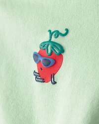 Toddler Girl Strawberry French Terry Pullover Sweatshirt - Green