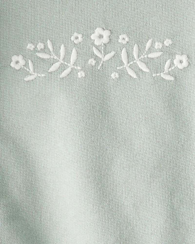 Baby Girl 3-Piece Floral Sweatshirt Outfit Set - Green