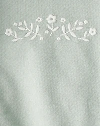 Baby Girl 3-Piece Floral Sweatshirt Outfit Set - Green