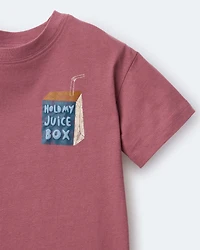 Toddler Hold My Juicebox Short-Sleeve Relaxed Graphic Tee - Burgundy