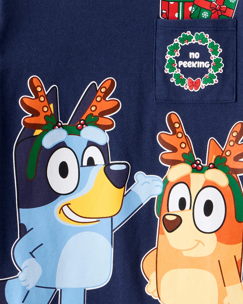 Toddler Boy Christmas Bluey™ Long-Sleeve Graphic Tee - Navy