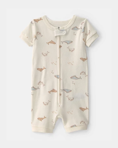 Baby Whale 100% Cotton 1-Piece Romper Pyjama - Ivory