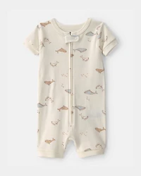 Baby Whale 100% Cotton 1-Piece Romper Pyjama - Ivory