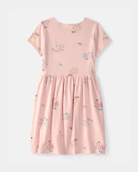 Girls Easter Floral Short-Sleeve Dress - Pink