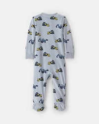 Toddler Boy 1-Piece Construction DreamPlush Snug Fit Footed Pyjama - Blue