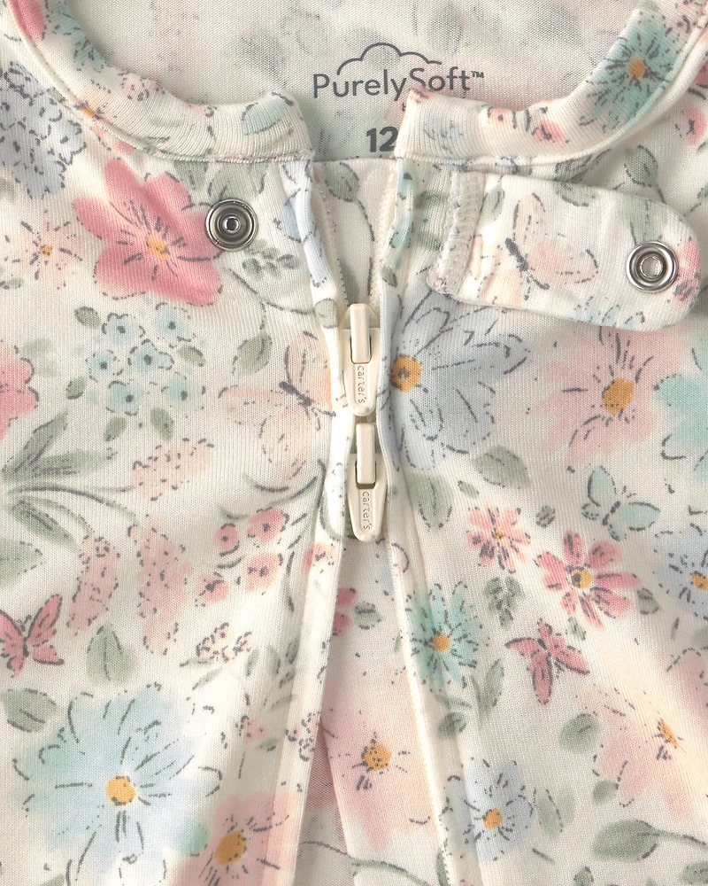 Baby Girl 2-Pack PurelySoft™ Butterfly Garden 1-Piece Pyjamas