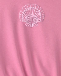 Girls Shell French Terry Top - Pink