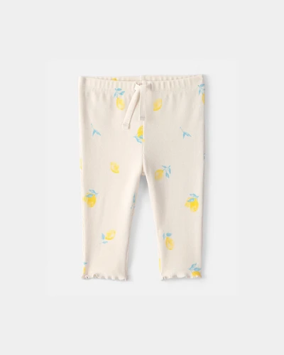 Baby Girl Lemon Rib Pants - Ivory