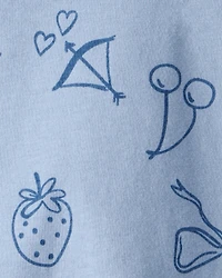 Baby Girl Icon Print  Long Sleeve Tee - Blue