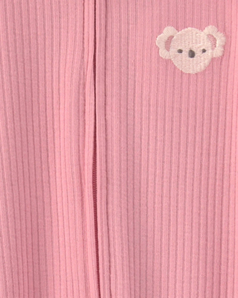 Baby Girl Koala Cotton 2-Way Zip Sleeper - Pink