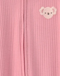 Baby Girl Koala Cotton 2-Way Zip Sleeper - Pink