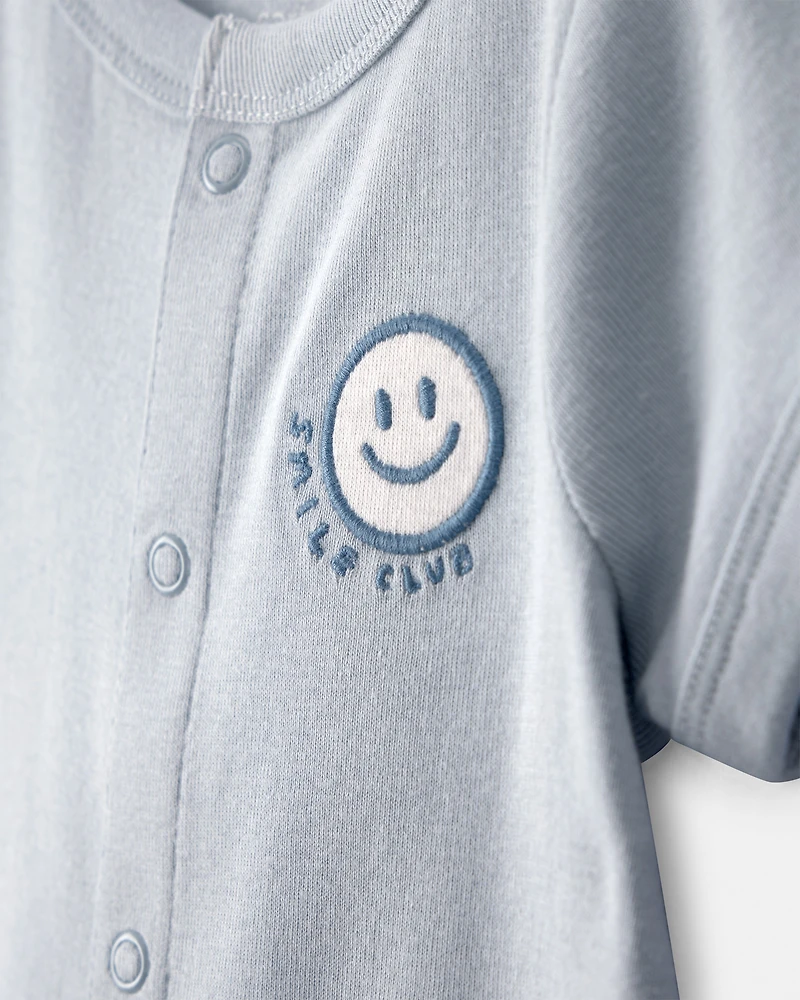 Baby Smile Club' Short-Sleeve Romper - Blue