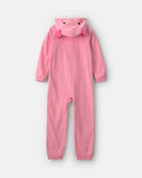 Girls Axolotl Halloween Fleece Loose Fit 1-Piece Pyjama Costume - Pink