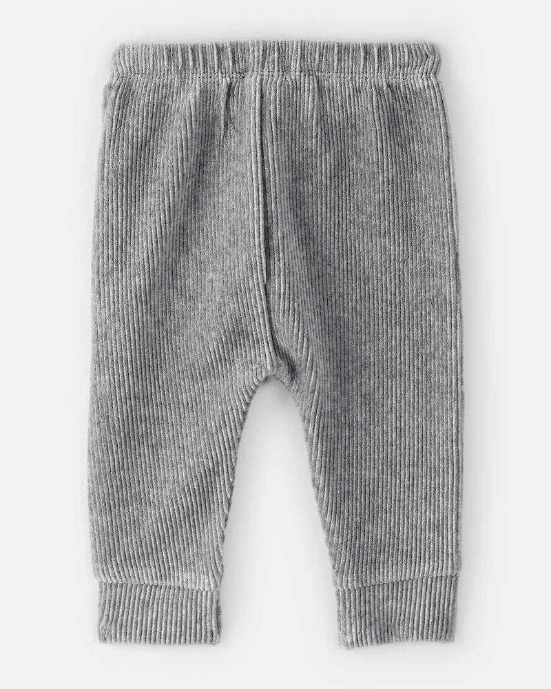 Baby Boy Ribbed Velour Pant - Dark Grey
