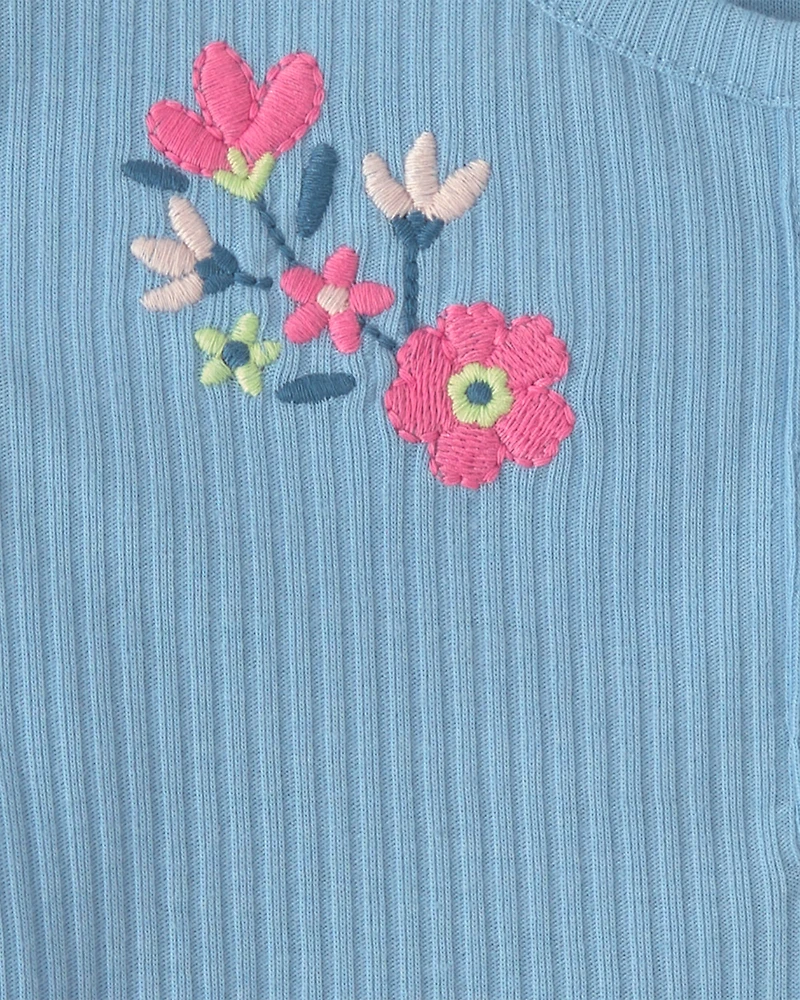 Baby Girl 2-Piece Floral Bodysuit & Pant Set - Blue