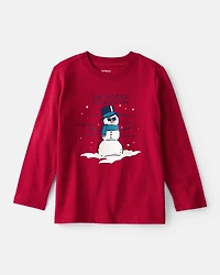 Toddler Boy Snowman Long-Sleeve Graphic Tee - Red