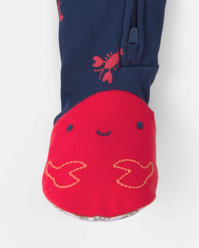 Toddler Boy Lobster 100% Cotton Snug Fit 1-Piece Pyjama Set - Blue