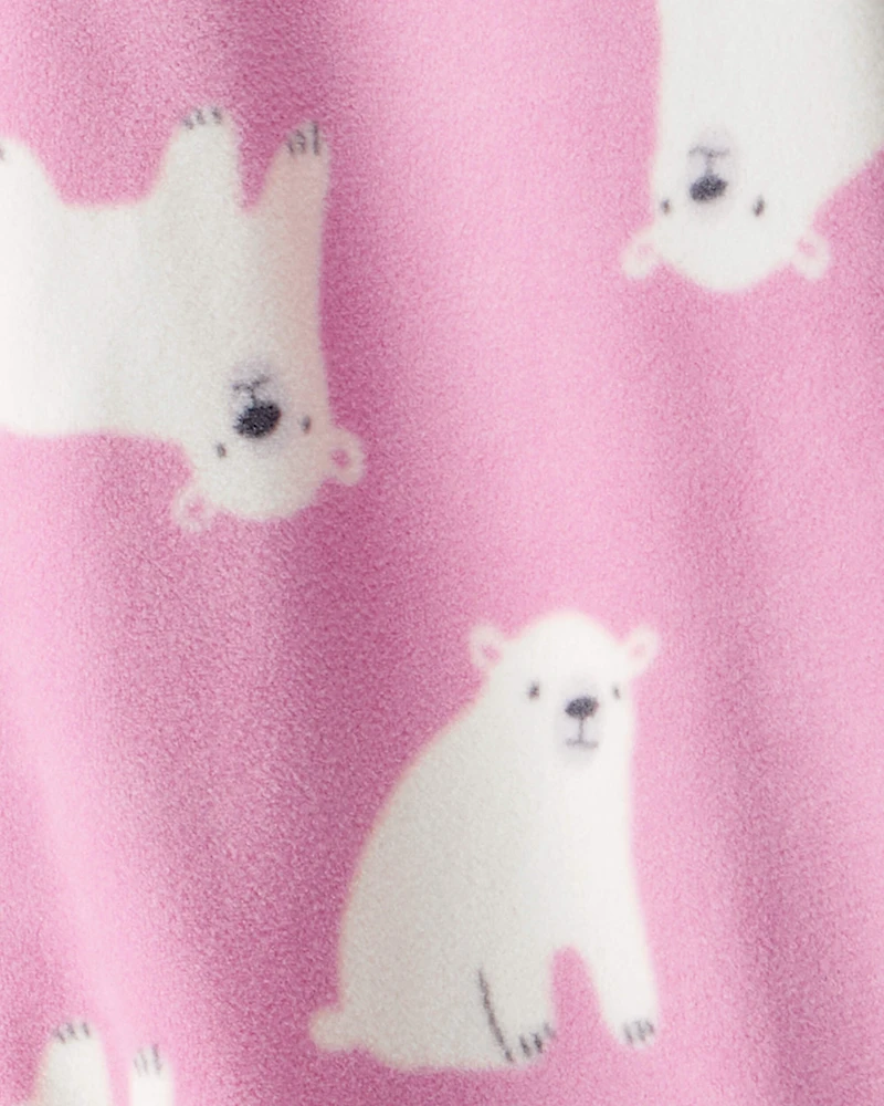 Toddler Girl 1-Piece Polar Bear Fleece Footie Pyjama - Pink