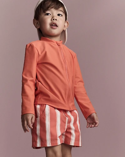 Toddler Boy Striped Swim Trunks - Orange