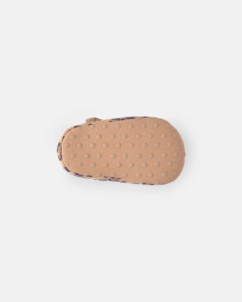Baby Girl Cheetah Mary Jane Flats - Brown