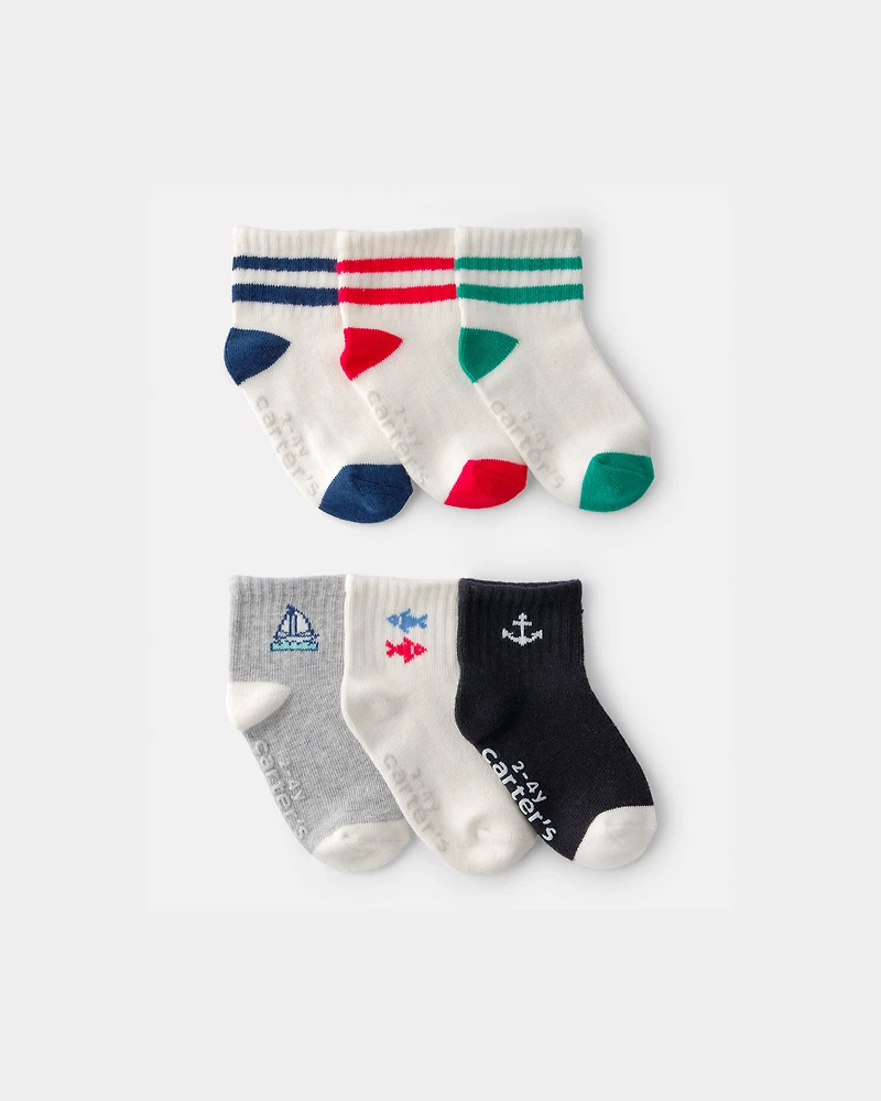 Toddler Boy 6-Pack Nautical Ankle Socks