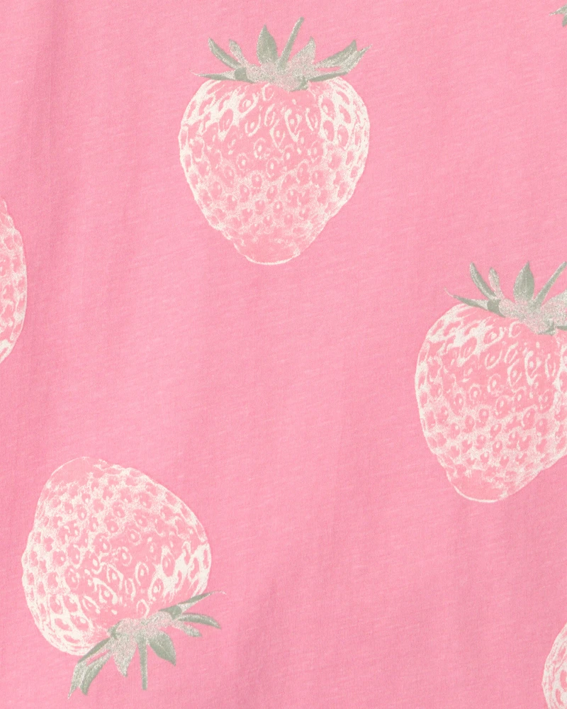 Girls Strawberry Top - Pink