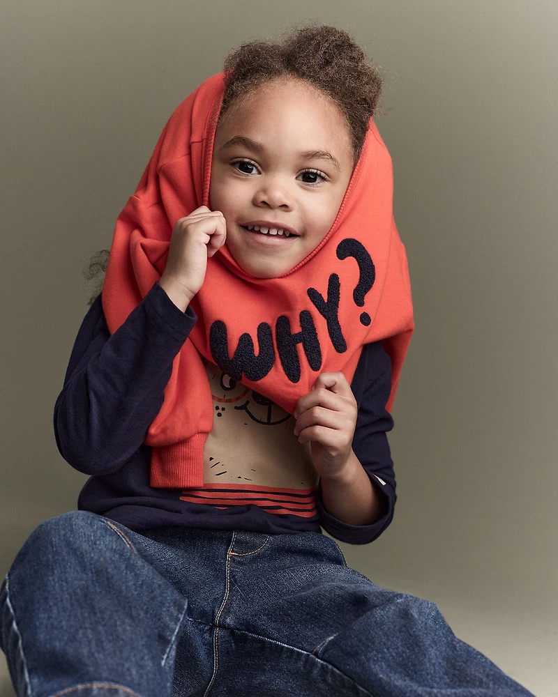 Toddler Why? Graphic Pullover Sweatshirt - Orange