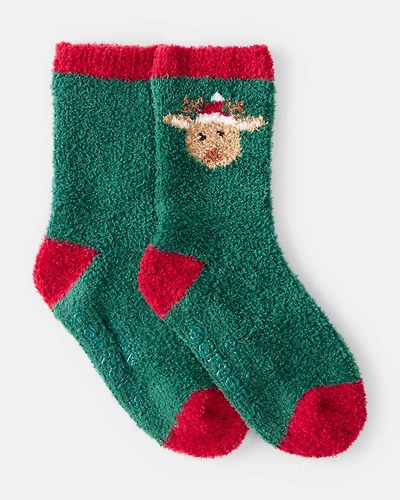 Toddler Reindeer Cozy Socks - Green