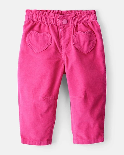 Baby Girl Heart Pocket Barrel Pants - Pink
