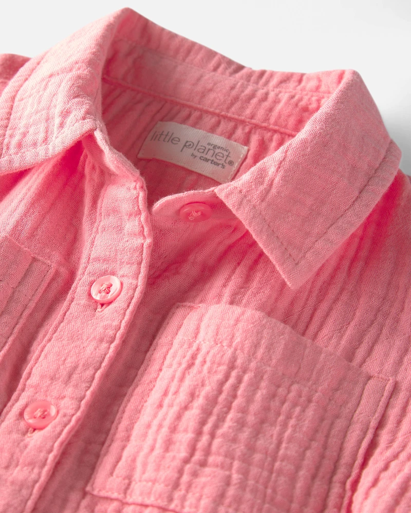 Toddler Girl Organic Cotton Gauze Button-Down Top