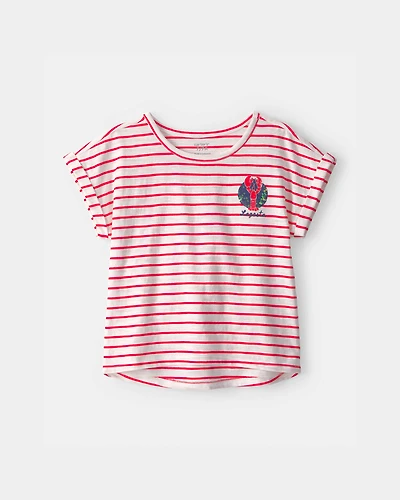 Girls Lobster Striped Top - Red/Ivory