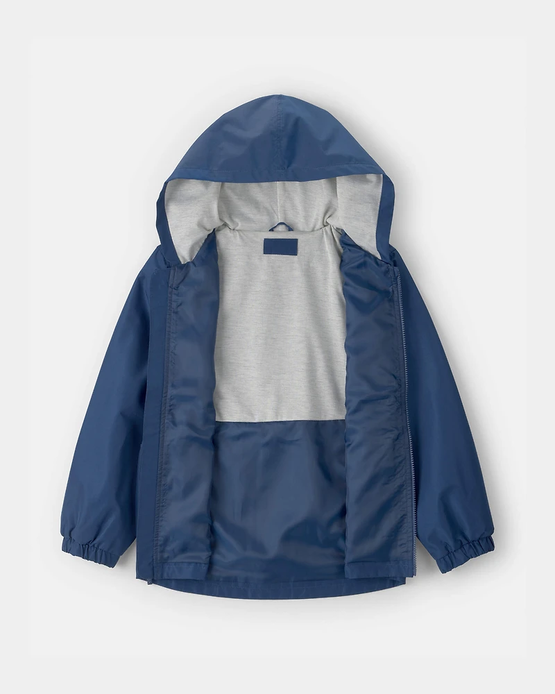 Boys Solid Rain Jacket- Blue